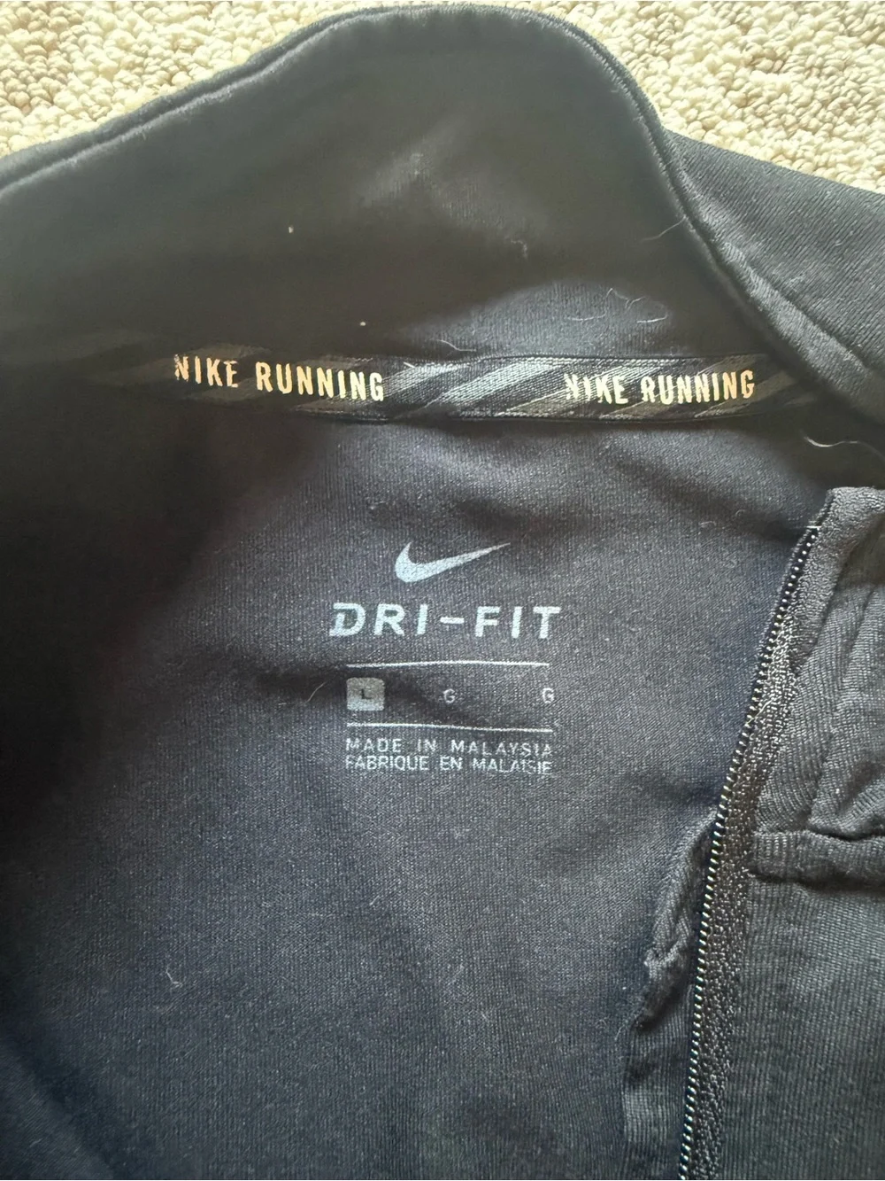 Nike Dri-FIT Running 1/2 Zip Pullover Black Reflective  Size Large